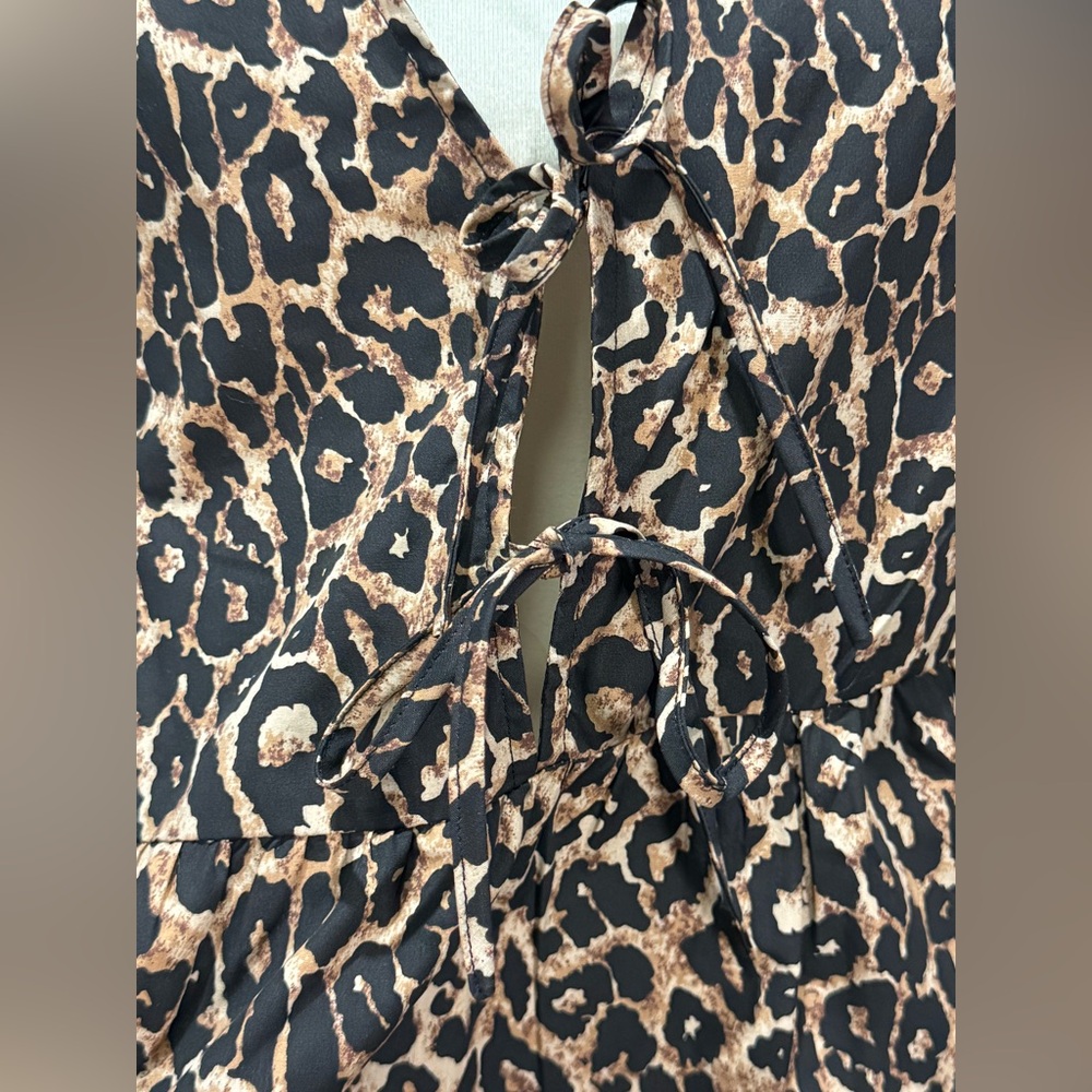 Vero Moda Black and Brown Animal Print Blouse #261 - Picture 4 of 4